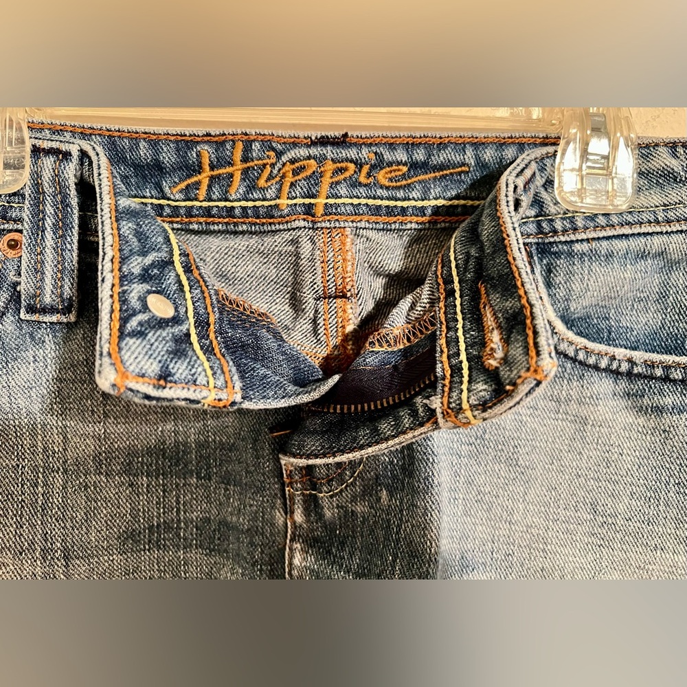 Women’s/Junior’s Vintage Hippie Brand Denim Jean Raw Hem Mini Skirt Size 27 or 5 - Picture 7 of 14